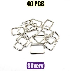40 Pcs/Pack 10-38mm Metal Rectangle Ring Buckle Slide Loop Ring for Belt Backpack Strap Webbing Bag Pets Collar DIY Accessories