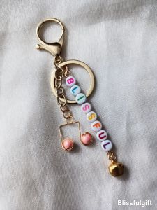 Personalised Keychain Customised Name Bag Charm Cute Music Note with Bell Keychain Birthday Christmas Gift