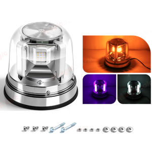 Upgraded New 48LED 360° Rotating Strobe Warning Light Yellow White Purple Flash Beacon Bright Safety Traffic Signal Lamp 10-30V