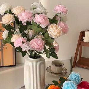 3 Heads Peony Flower Artificial High Quality Home Wedding Decoration Rose Bunga Peony Palsu Ramuan Raya Hari Guru Hari Jadi Bunga Hiasan Dekorasi Feast Festival Party 3头洋牡丹仿真花玫瑰花