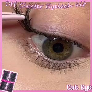80D/100D 16Rows Fluffy Individual False Eyelashes Set 5D Volume Clusters 10-18mm Mixed LengthsWispy Look for Natural 3D Effect