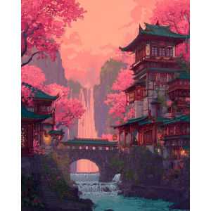 Acrylic Paint By Numbers Colorful Night Landscape  By Numbers on Canvas Coloring By Number for Adults Paint Digital Art