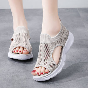 Summer New Arrival Breathable Middle-Aged Ladieswear Fashion Sandals Womens Soft Bottom Comfortable Flat Shoes Womens Sports Casual Shoes
