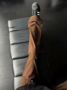 ZHUOCAN | Coffee-colored Slant-cut Summer-light Cotton Work Pant Slim-fit