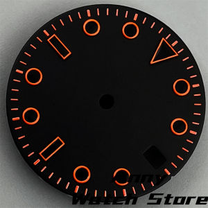 29mm watch dial black oranges fit NH35 NH36 movement
