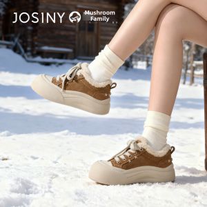 Josiny | Warm Fleece Thick Sole White Casual Shoes