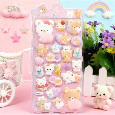 1-2 Sheet 3D Cute Animal Stickers Stress Relief Puffy Squishy Sticker forPhone Case Laptop Decoration Journal DIY Collage Gift