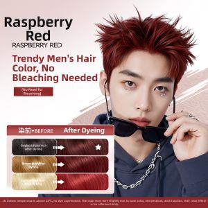 Plant-based Hair Dye for Men Raspberry Red Grey Brown Pink Brown Non-Sticky EISANSUN