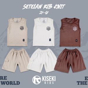 Setelan Singlet Yukensi Kiseki Kids Little Explorer Premium Cotton Rib Knit Sablon DTF Ziplock Packaging 1-6 Tahun Fashion