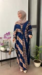 Kaftan Renata - Kaftan Gamis Size Jumbo Rayon Premium Busui Lengan 7/8 Motif Terbaru Elegan Cocok Untuk Lebaran