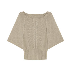 NIHAOKANONG | Áo Sweater Cổ Tròn Lớn Kiểu Áo Choàng Dáng Batwing