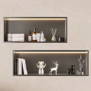 Stainless Steel Bathroom Embedded Shelf Toilet Wall Cage TV Wall Niche Divider Metal Bathroom Storage Rack Kitchen Wall Shelf