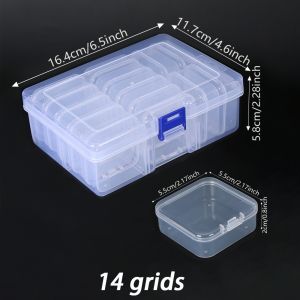 14/ 20/ 28/ 42pcs Small Clear Empty Storage Box Plastic Square Jewelry Beads Organizer Boxes Nail Art Container Case DIY Craft