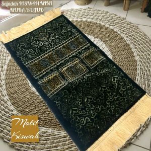 SAJADAH MINI TEBAL PREMIUM KISWAH HITAM/SAJADAH MUKA SUJUD KECIL 35x65 UNTUK DEWASA/ANAK ANAK