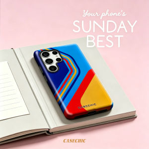Potdemiel | Retro Color Stripes Case for Samsung Galaxy S26 S25 S24 S23 Ultra Drop Resistant Glossy Dual-Layer Cover CaseChic