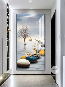 Accessible Luxury Entrance Entrance Painting Minimalist Modern Living Room Corridor Aisle Vertical Mural Right Door Crystal Porcelain Hanging Painting