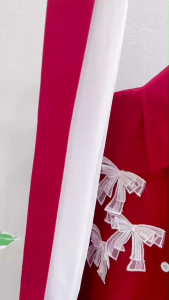 22131  เดรส เชิ้ตคอปก อกติดโบว์ เอวมีสายผูกโบว์