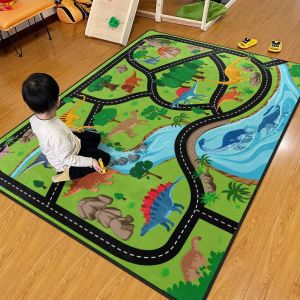 VIKAMA Giáo Dục Trẻ Em Hoạt Hình Thảm Giao Thông Bản Đồ Đường Bộ Vui Nhộn Thảm Trải Sàn Chống Trơn Trượt Phong Cách Hiện Đại Polyester Thảm Trò Chơi Đầu Giường