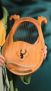 16/19 String Wooden Lyre Harp Resonance Box Musical Instrument with Tuning Wrench & 3 Picks