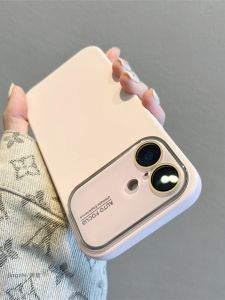 Pure Color Liquid Silicone Phone Case for  16 pro Max 15 13/14 pro Max Large View Window Glass Magnetic Absorption Anti-Fall