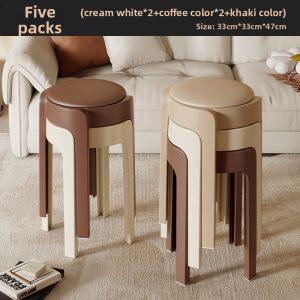 ZHUSHANXIA | Stackable Soft Padded Round Stool Durable Luxury High Stool