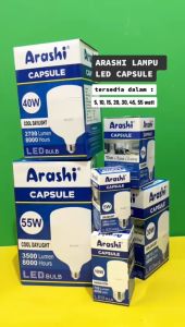 Bohlam LED ARASHI Capsule LED 15Watt / Lampu LED 15W Cahaya Putih Garansi RESMI HANNOCHS 1 Tahun