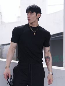 Áo Thun Nam Tay Ngắn Màu Trơn Thể Thao Nhanh Khô Mát Mẻ Cổ Tròn Cổ Cao Mặc Ngoài Trời Mùa Hè Thoáng Khí Cotton Polyester