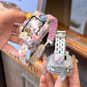 Huawei Childrens Phone Watch Straps Silicone Foldable Magnetic Compatible with 5X/5Xpro Ice Cream Cat Cartoon 4X Mesh Summer Breathing Wristbands