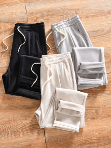 Comfortable Breathable Elastic Waist Casual Pants for Men Summer Fashion City Style Loose Straight Leg Pants Polyester Spandex