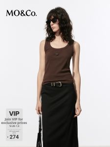 MO&Co. | Elegant Metal Button U-Neck Vest