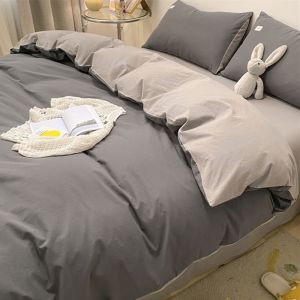 Simple Japanese Style Water Washed Cotton Bedding Set Single Size
