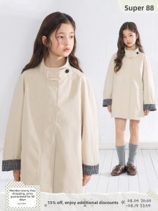 MUCMUKN | Vintage Check Girls Trench Coat