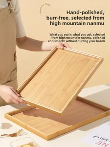 MENGCHUANG | Bamboo Wood Tray Tea Set Rectangular Wood Candy Tray