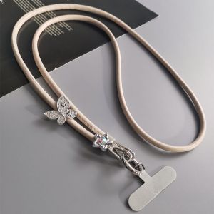 High-End Fashionable Leather Mobile Phone Lanyard for Women Crossbody Solid And Durable Star Butterfly Design Phone Strap