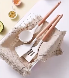 Nipiin White Silicone Kitchen Utensil Set For Non stick Pan Heat Resistant Design Set Food Grade