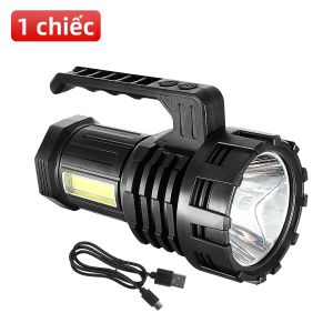 2026 NEW 800000000LM Đèn Pin LED Có Thể Sạc Lại Đèn Lồng COB Di Động Với Đèn Pin Mạnh Mẽ Để Đi Bộ Cắm Trại Khẩn Cấp Ngoài Trời - Đen