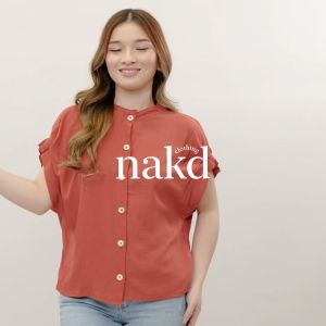 NAKD FASHION ABELINE BASIC COLLAR BATWING PLAIN BUTTON DOWN DAILY CASUAL OFFICE TOP FOR WOMEN 1741