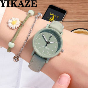 YIKAZE Womens Watches PU Leather Strap Women Quartz Wristwatches Waterproof Round Dial Retro Bracelet Watch Ladies Girls Watch