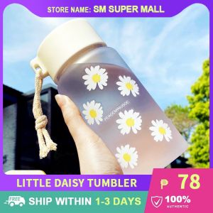 【500ML】New Little Daisy Water Bottles Tumbler PP Material Cute Portable Plastic Frosted Tea Cup