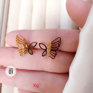 RinaXp-Anting Stud/Tusuk Kupu-kupu Terbaru Titanium Import Anti Karat Fashion Jewellry Korea