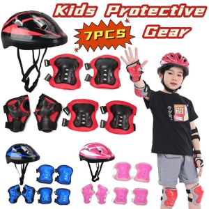 7Pcs/Set Kids Helmet Knee Elbow Adjustable Safety Protective Gear For Skateboard/Bike/Roller Skate