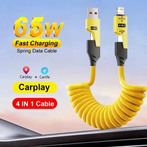 65W 4-in-1 Retractable Charger Cable - for iPhone 16/Huawei/Samsung (PD Fast Charge 1.5M)