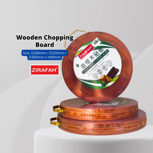 YU x Zirafah Vietnam Golden Sandalwood Round Chopping Board / Vietnam Papan Pemotong Bulat Kayu Cendana Emas / Tebal 4cm