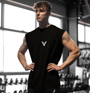 Mens Summer Sport Vest Running Training Sleeveless T-shirt Breathable Moisture-wicking Loose Fitness Clothing Quick-drying