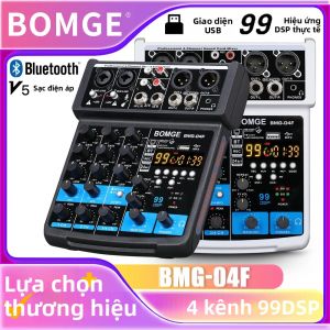 BOMGE 04F 4 Kênh Di Động DSP DJ Trộn Âm Thanh Với MP3 USB Bluetooth Karaoke Âm Thanh Giao Diện Ghi Âm Tay Cầm