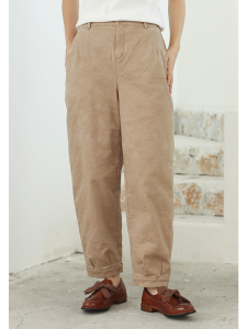 WUSEWUWEI | Colorless Odorless Spring Autumn Casual Pleated Womens Pants Comfortable Elastic Striped Cotton High Waist Loose Fit Harajuku Style