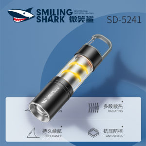 Smiling Shark Mini High Brightness LED Flashlight Outdoor Camping Warm Light Multi-Function Lighting Lamp Zoomable Ultra-Bright Small Light