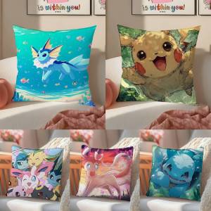 Bandai | Pokemon Zoroark Anime Plush Pillow Cover Soft Short Plush Cushion Cover For Sofa Bedroom Home Decor Gift Decoration