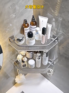 High Quality Acrylic Bathroom Shelf Organizer Rack with Hook Bath Room Organizer Toilet Corner Shelf Rack Toiletries Organizer