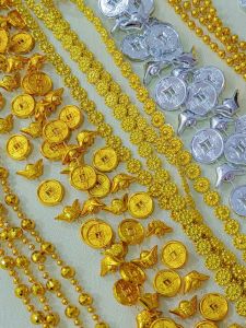 Plastic Linked Beads Golden Yuanbao Copper Coin Chain DIY Handmade Crafts Materials Dragon Boat Decorative Accessories